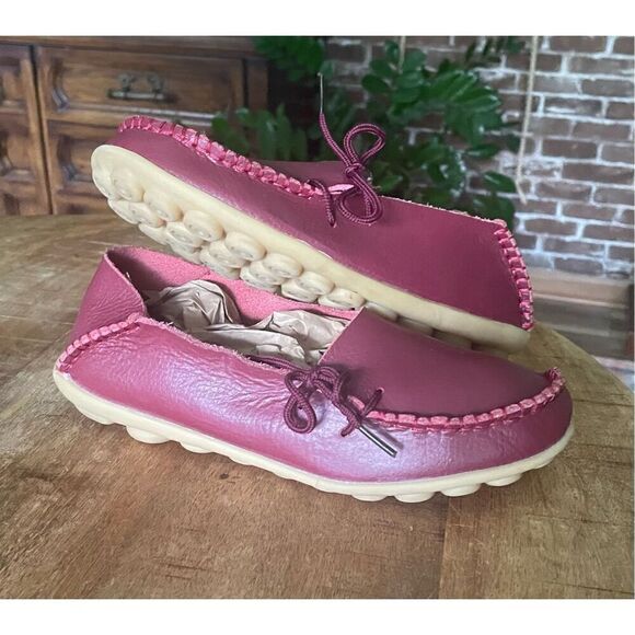 GENERIC Women  Genuine Leather Shoes Mother Loafers Soft Leisure Flats Driving C - Picture 1 of 7